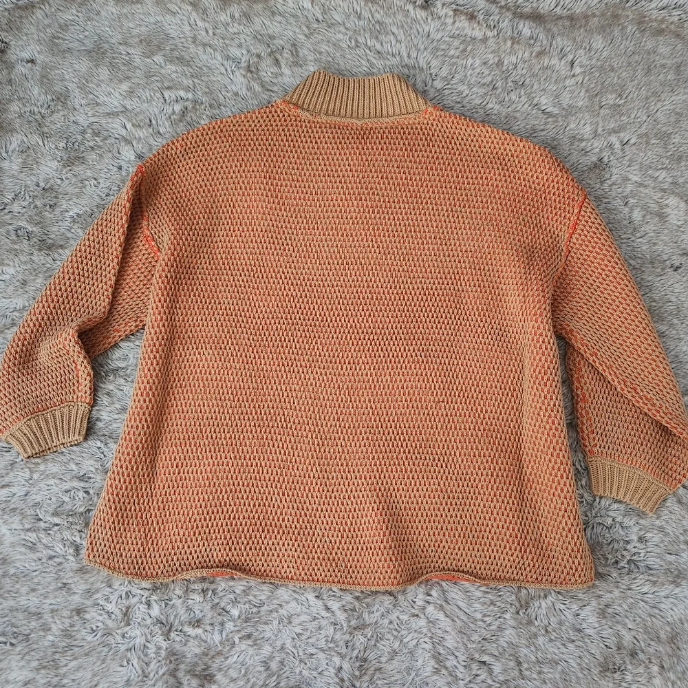 Free People Maisie Oversized Sweatshirt Camel Tangerine Combo Women's Size Small